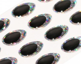 3D Epoxy Teardrop Eyes, Holographic Silver, 10 mm